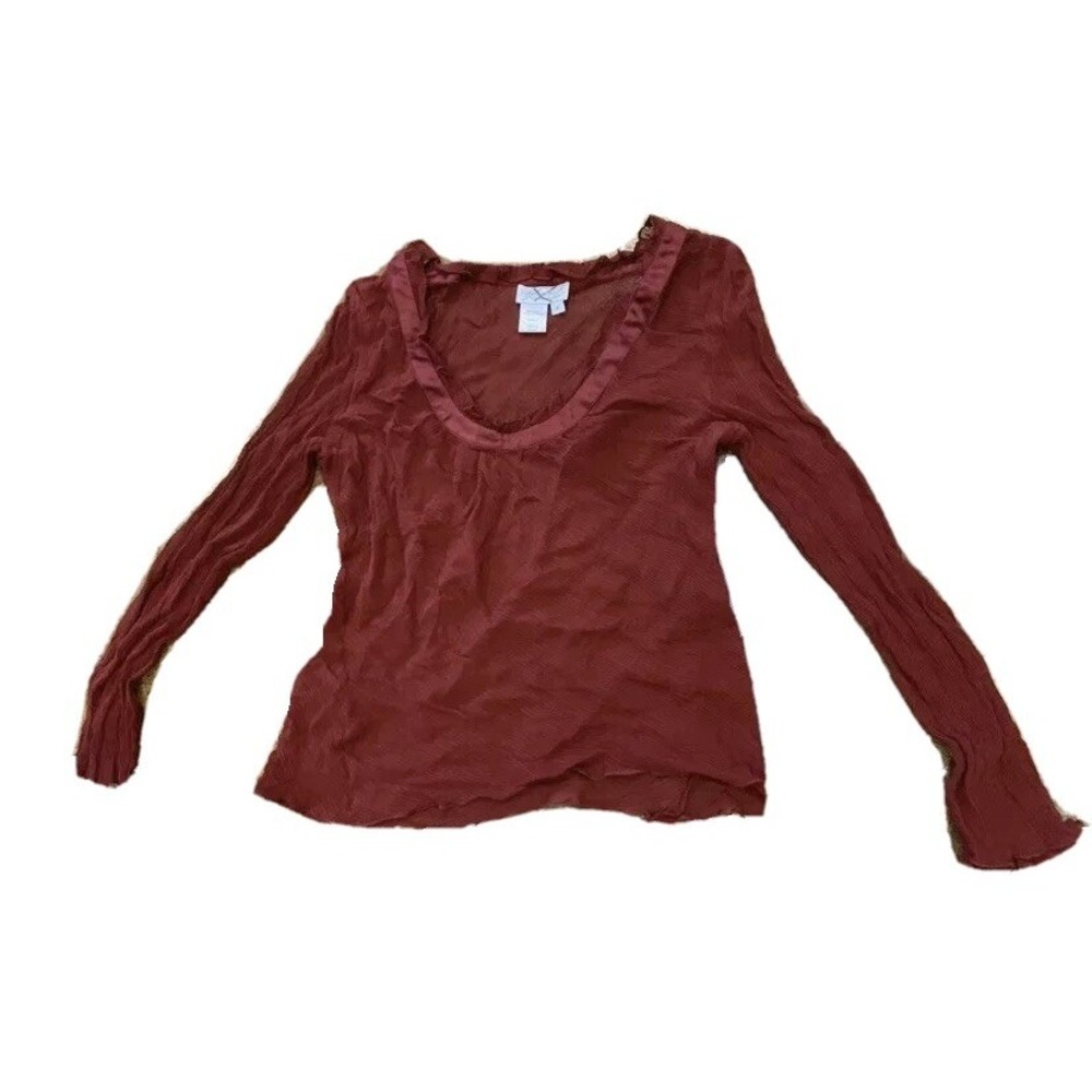 Spirit By Coldwater Creek Ladies Silk Blouse 6 Maroon Excellent Used Condition